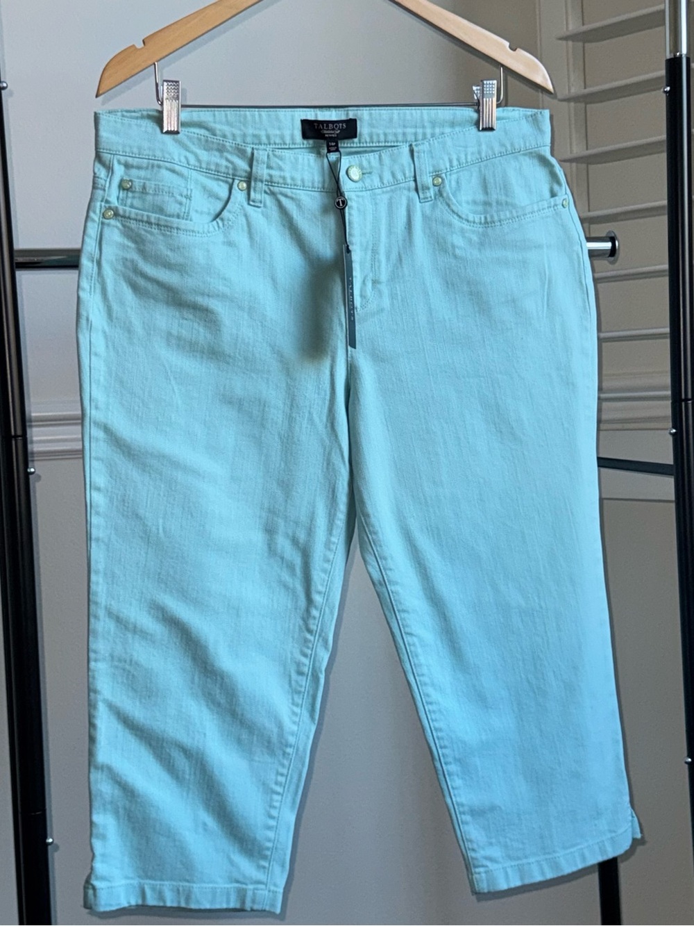 Talbots Straight Capri Jeans Women's Size 14P Turquoise Blue Denim NWT